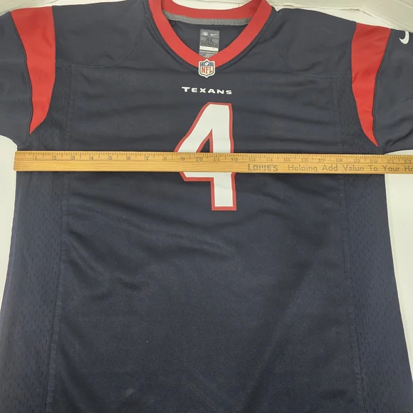NFL Texans #4 Navy and Red Football Jersey - Picture 2 of 10